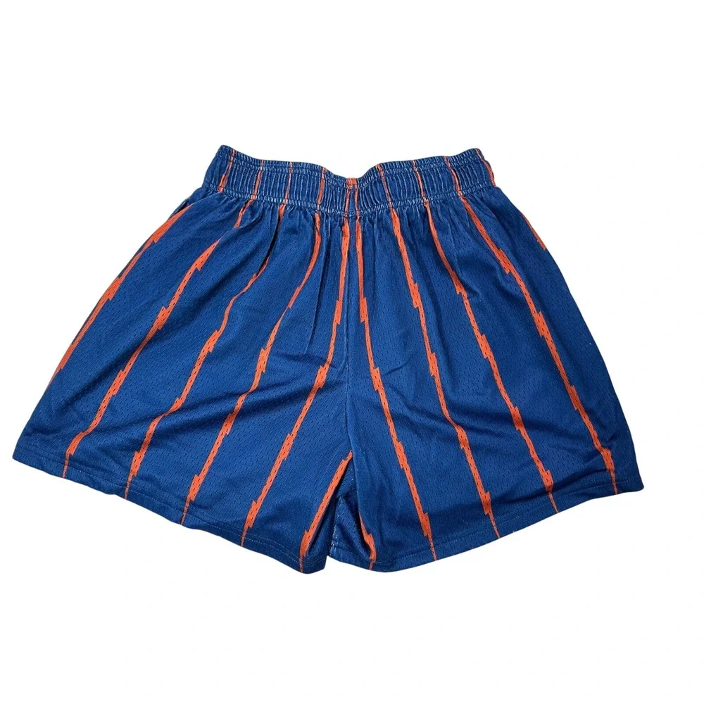 Inaka Power Basketball Shorts Orange Lightning Bolt Blue‎ Mesh Mens Size Small
